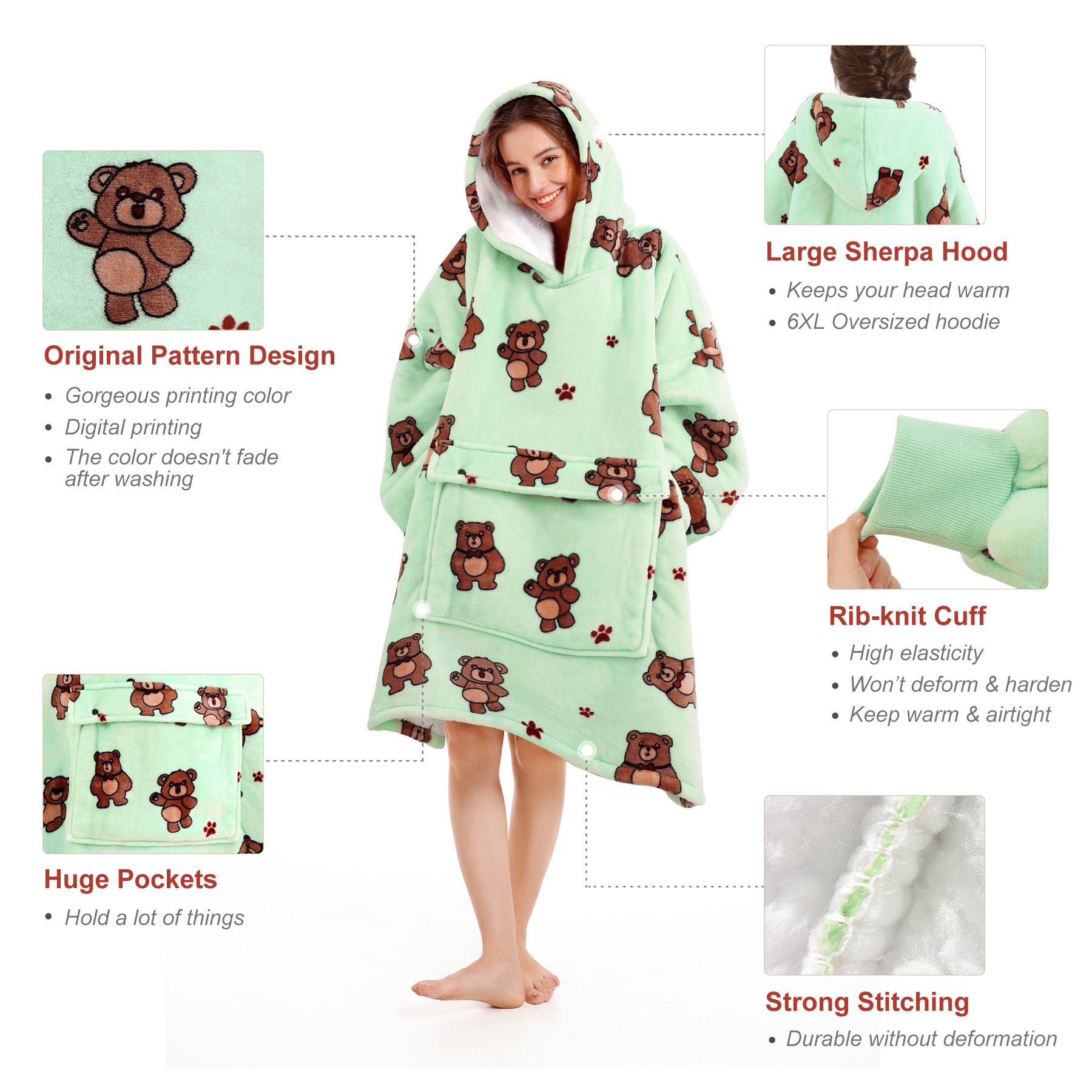 Bear Blanket Hoodie - NARECTE