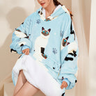 Blue Cat Blanket Hoodie - NARECTE