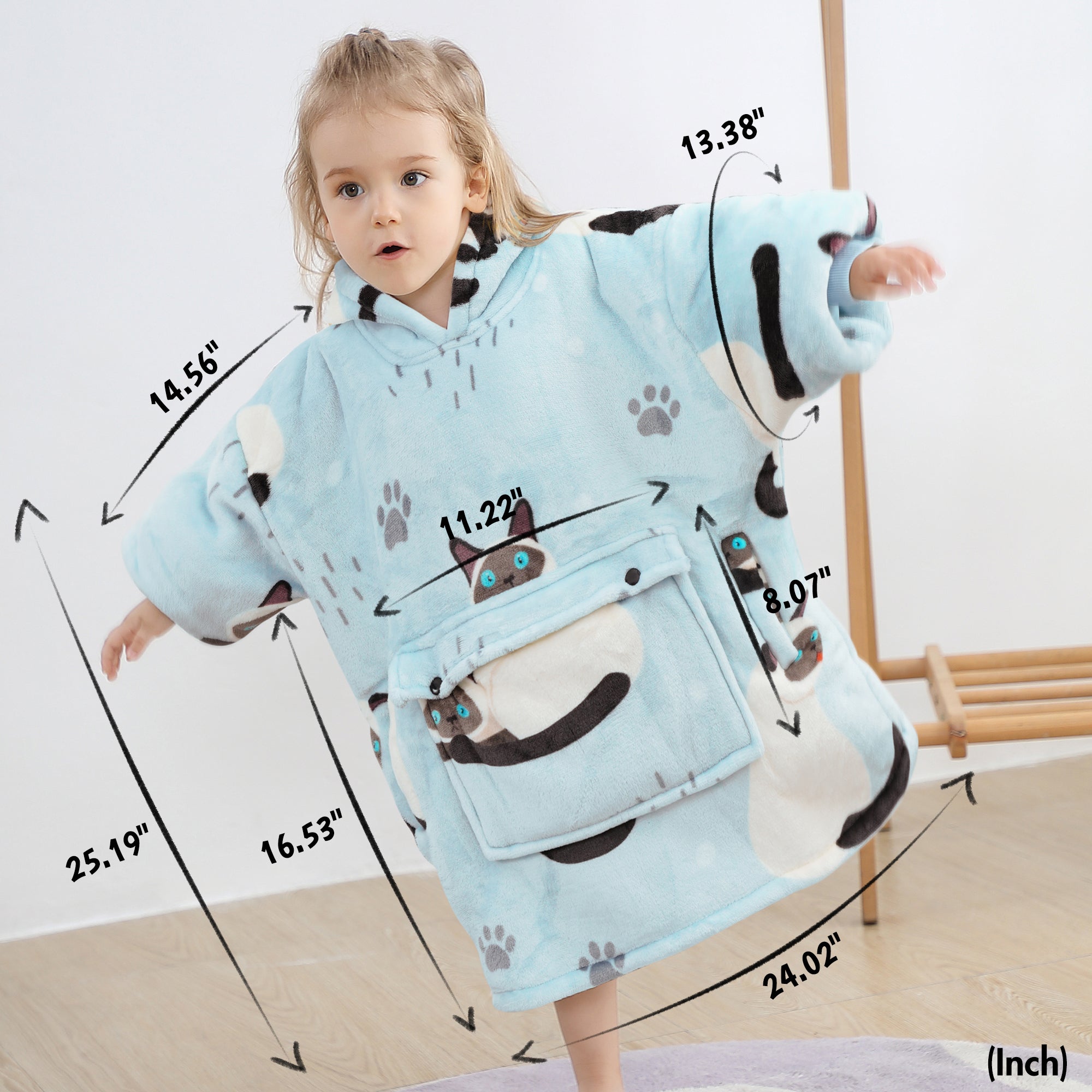 Blue Cat Blanket Hoodie Kids - NARECTE