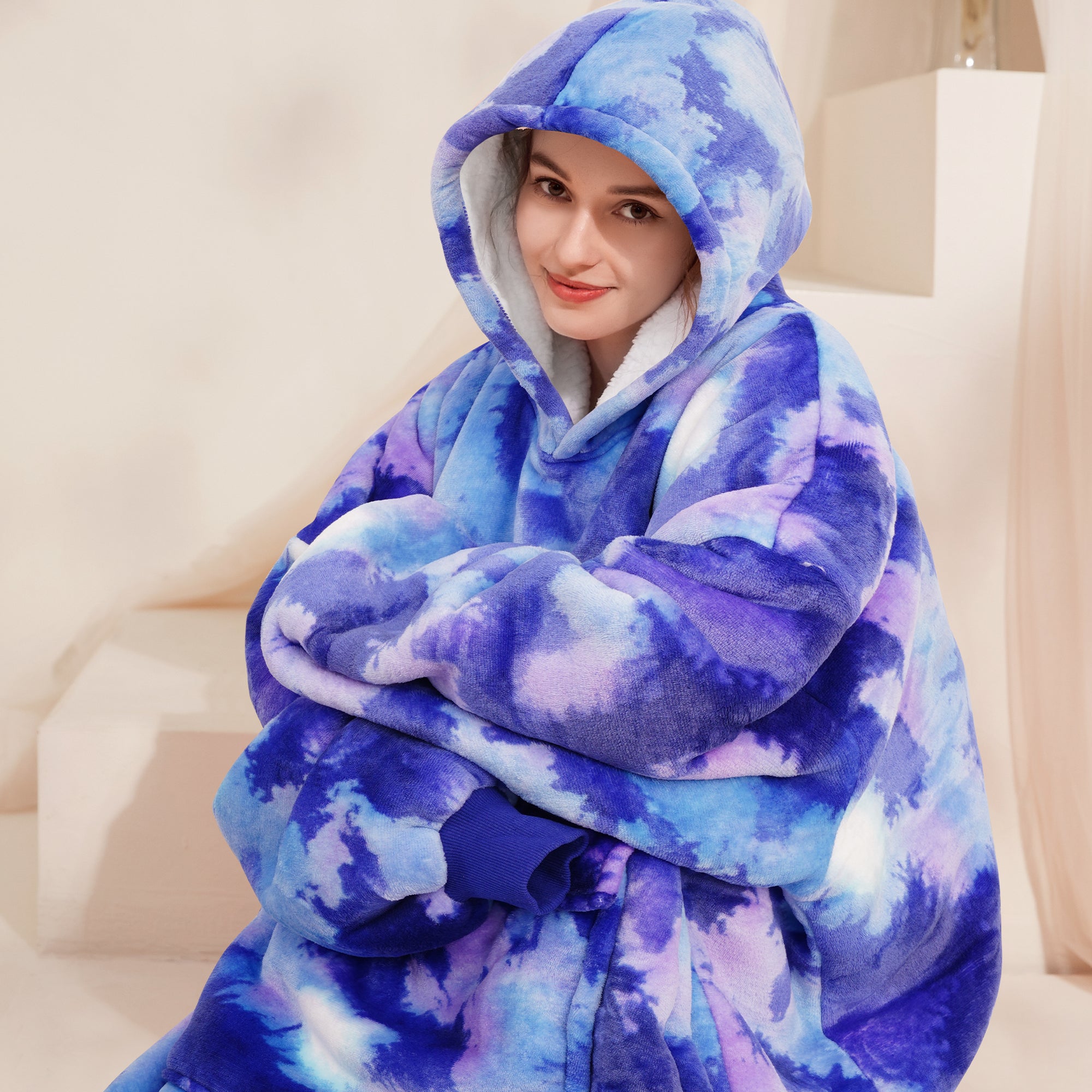 TieDye Blue Blanket Hoodie - NARECTE