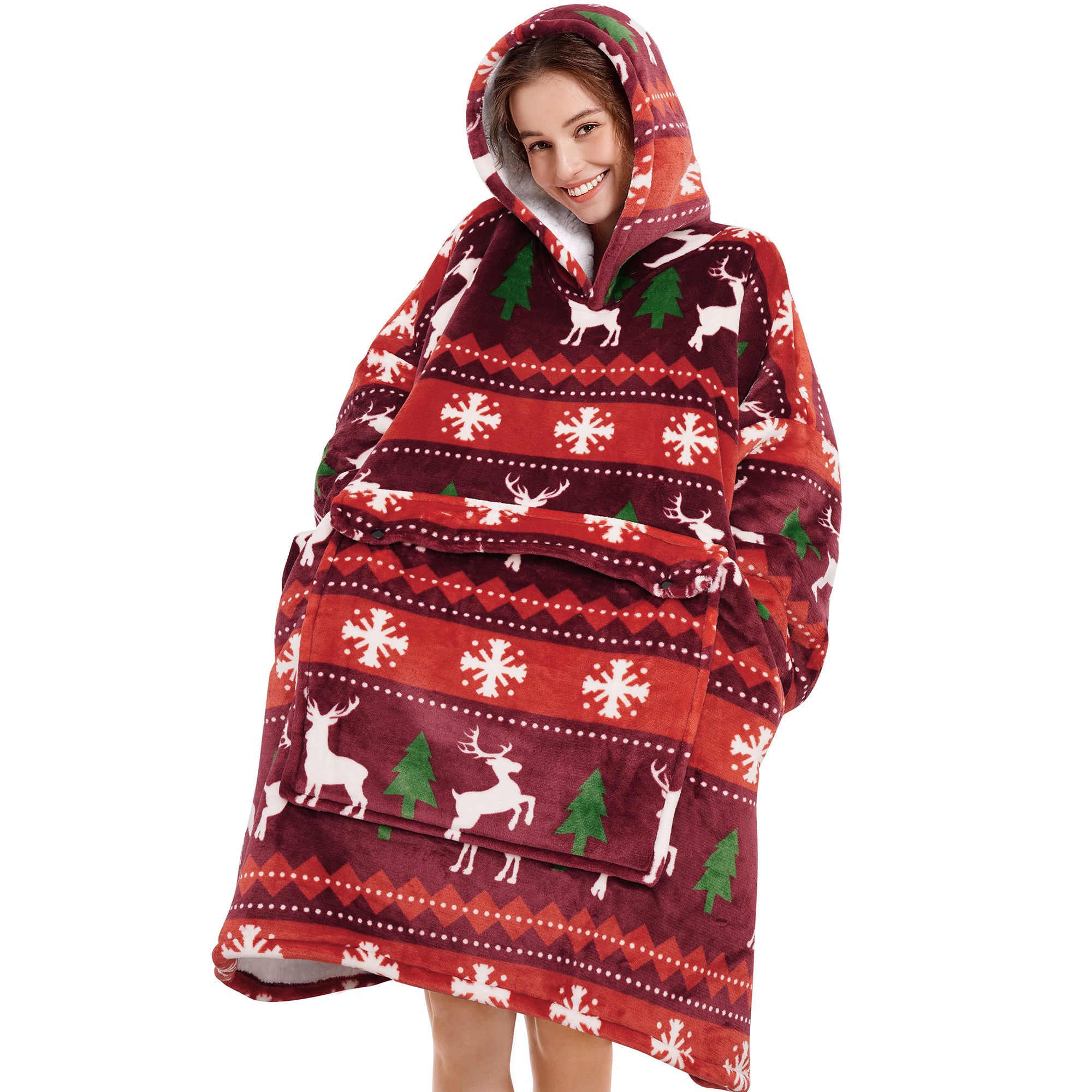 Christmas Reindeer Blanket Hoodie - NARECTE