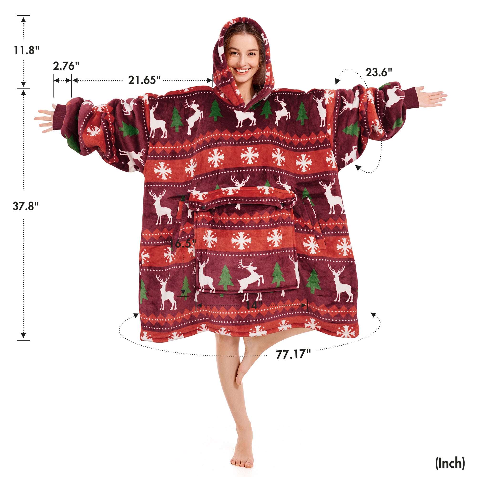 Christmas Reindeer Blanket Hoodie - NARECTE