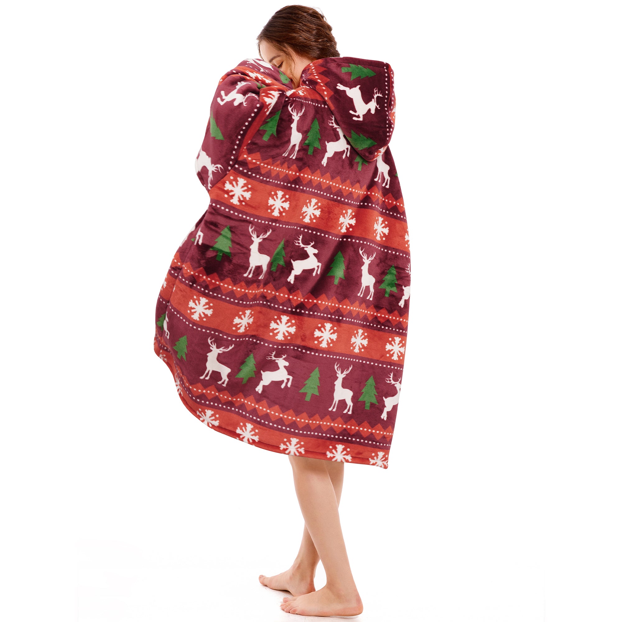 Christmas Reindeer Blanket Hoodie - NARECTE