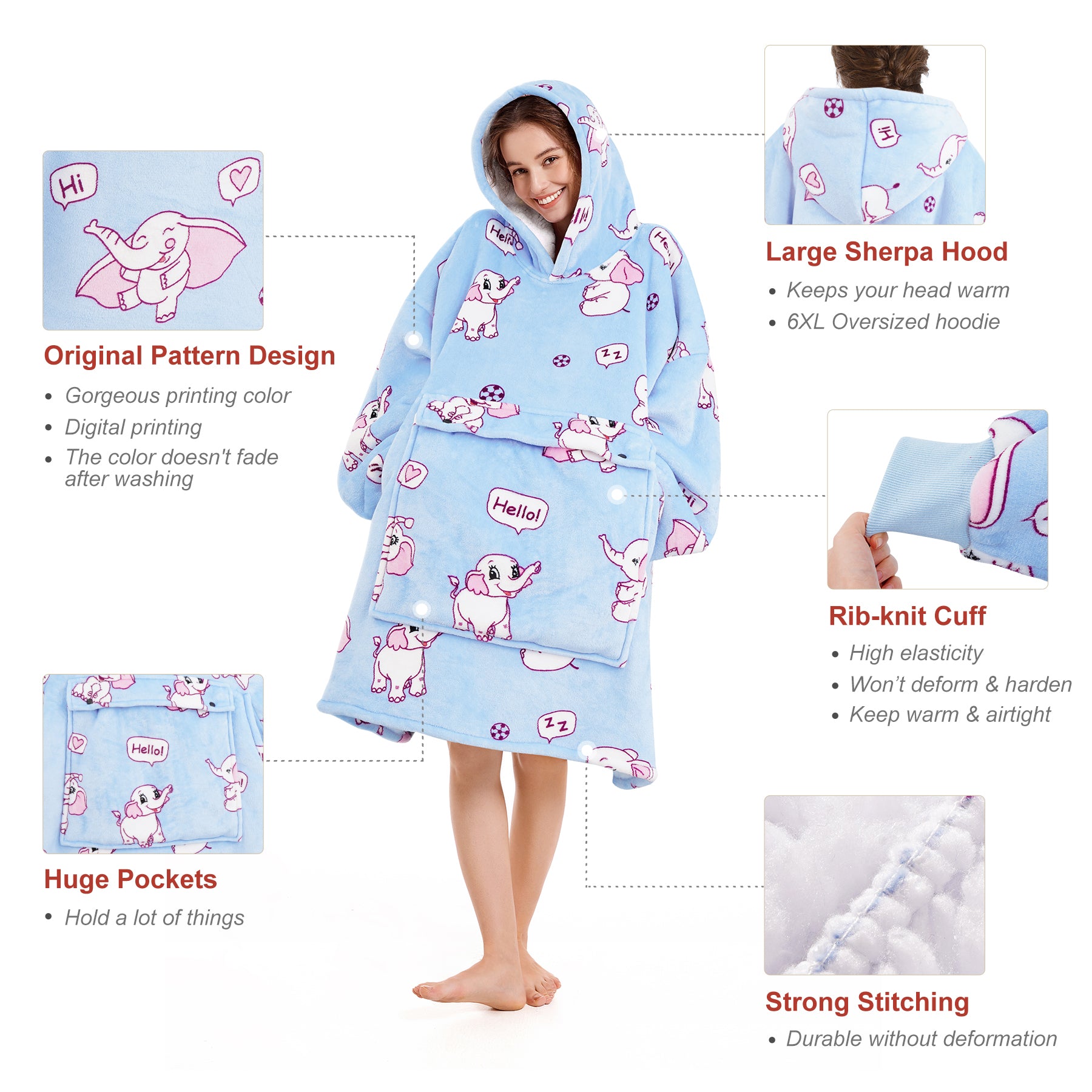 Elephant Blanket Hoodie - NARECTE