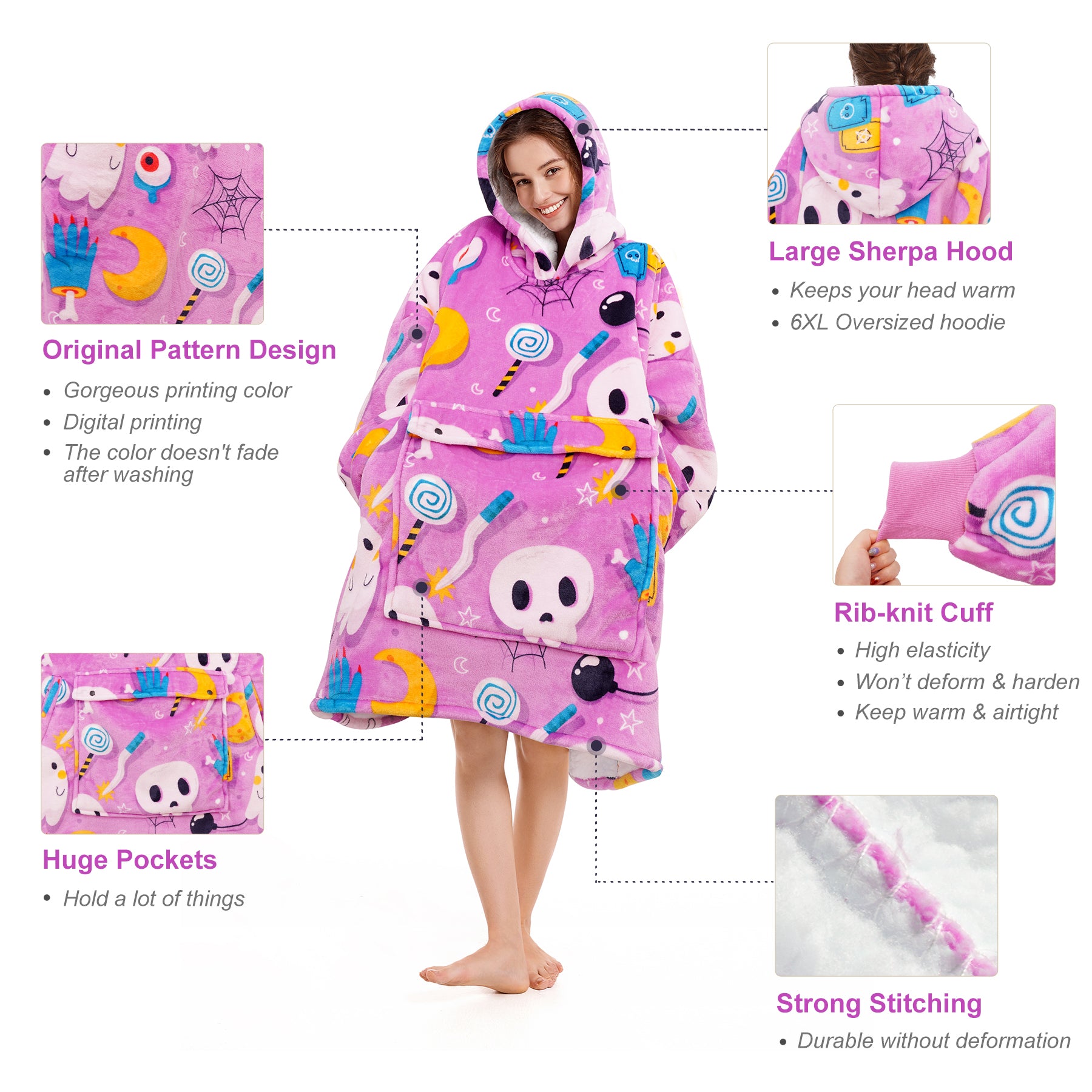 Purple Ghost Blanket Hoodie - NARECTE