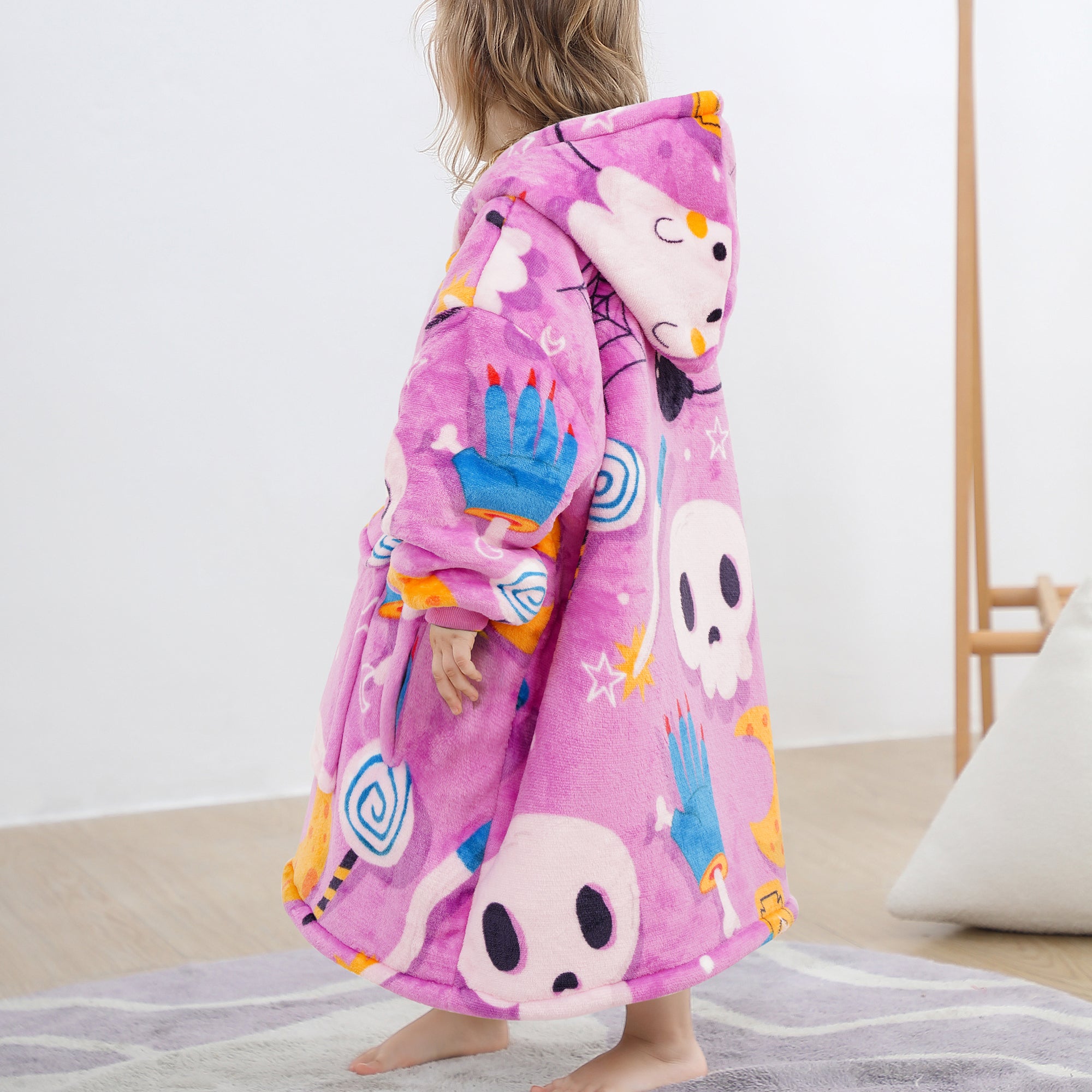 Purple Ghost Blanket Hoodie Kids - NARECTE