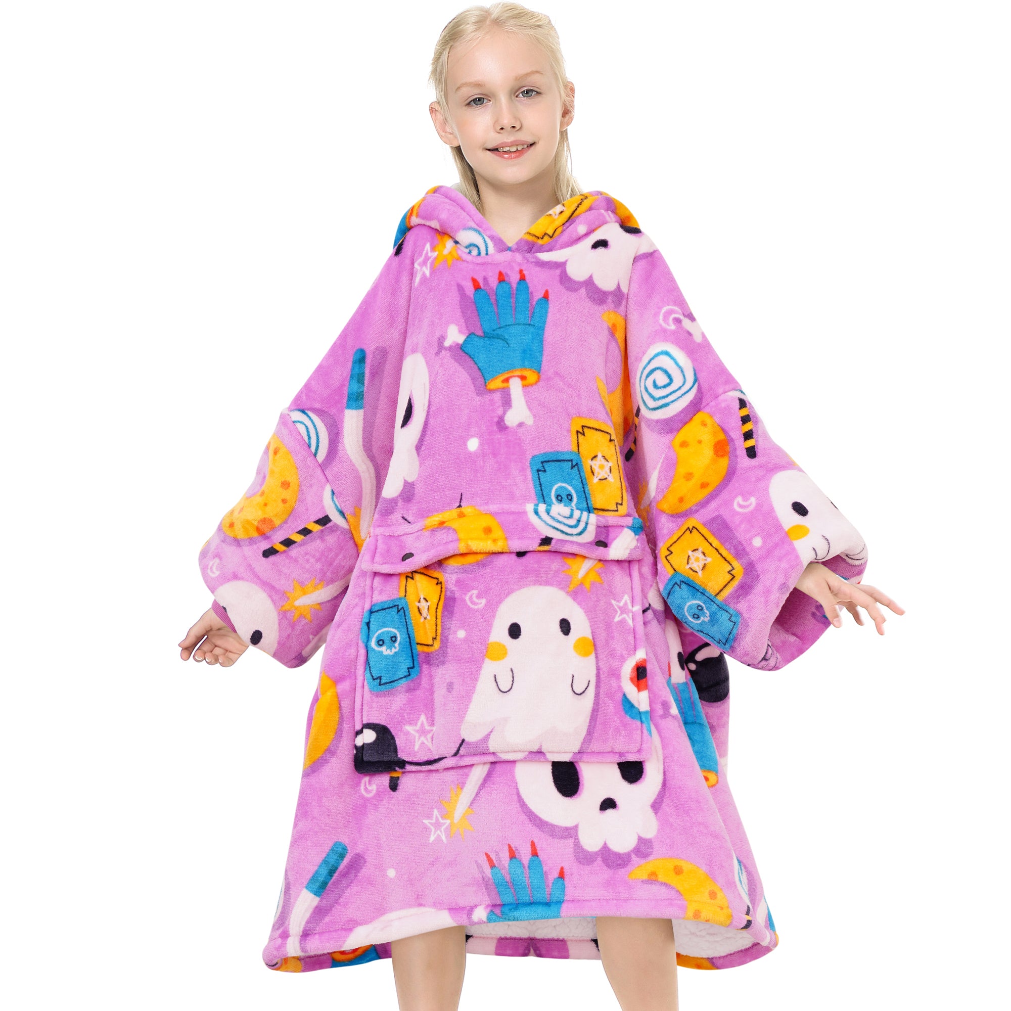 Purple Ghost Blanket Hoodie Teen - NARECTE