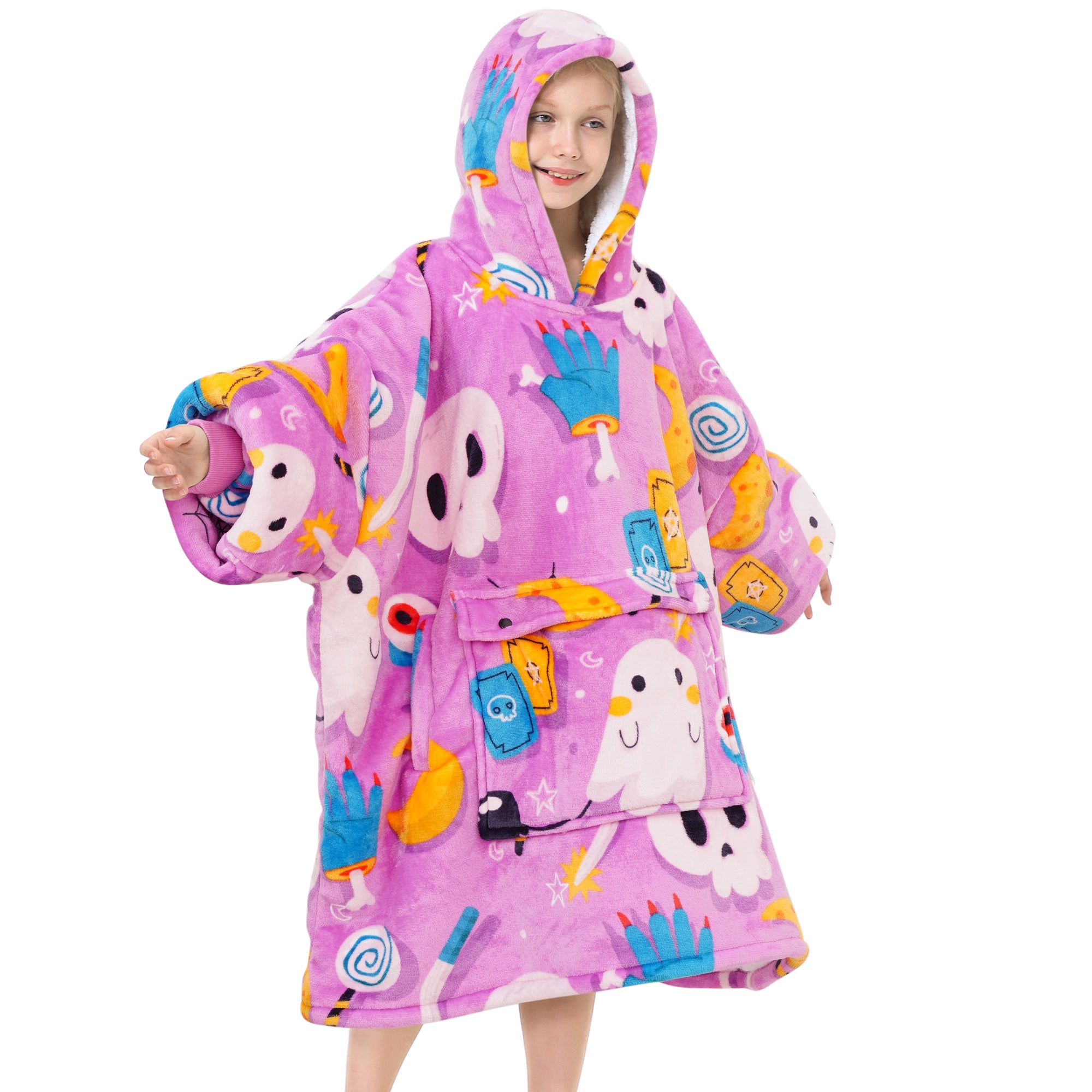 Purple Ghost Blanket Hoodie Teen - NARECTE