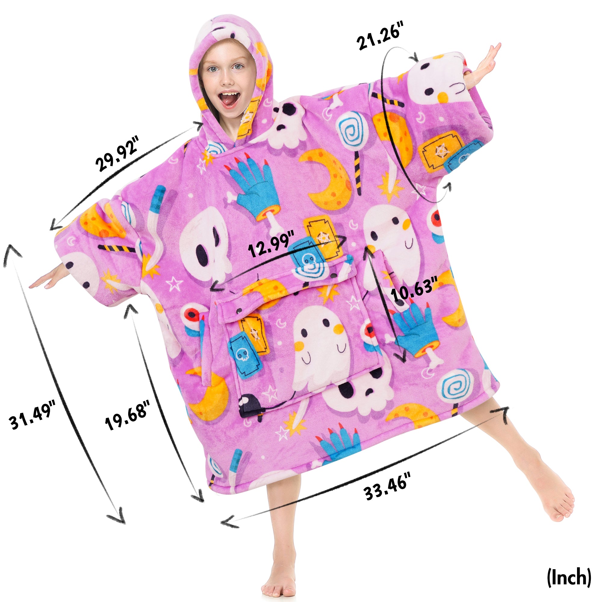 Purple Ghost Blanket Hoodie Teen - NARECTE