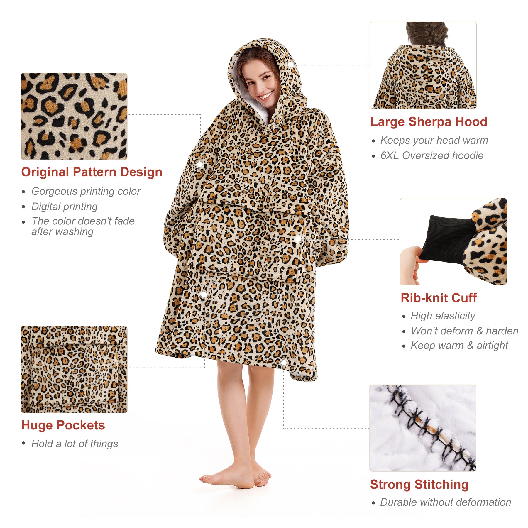 Leopard Blanket Hoodie - NARECTE