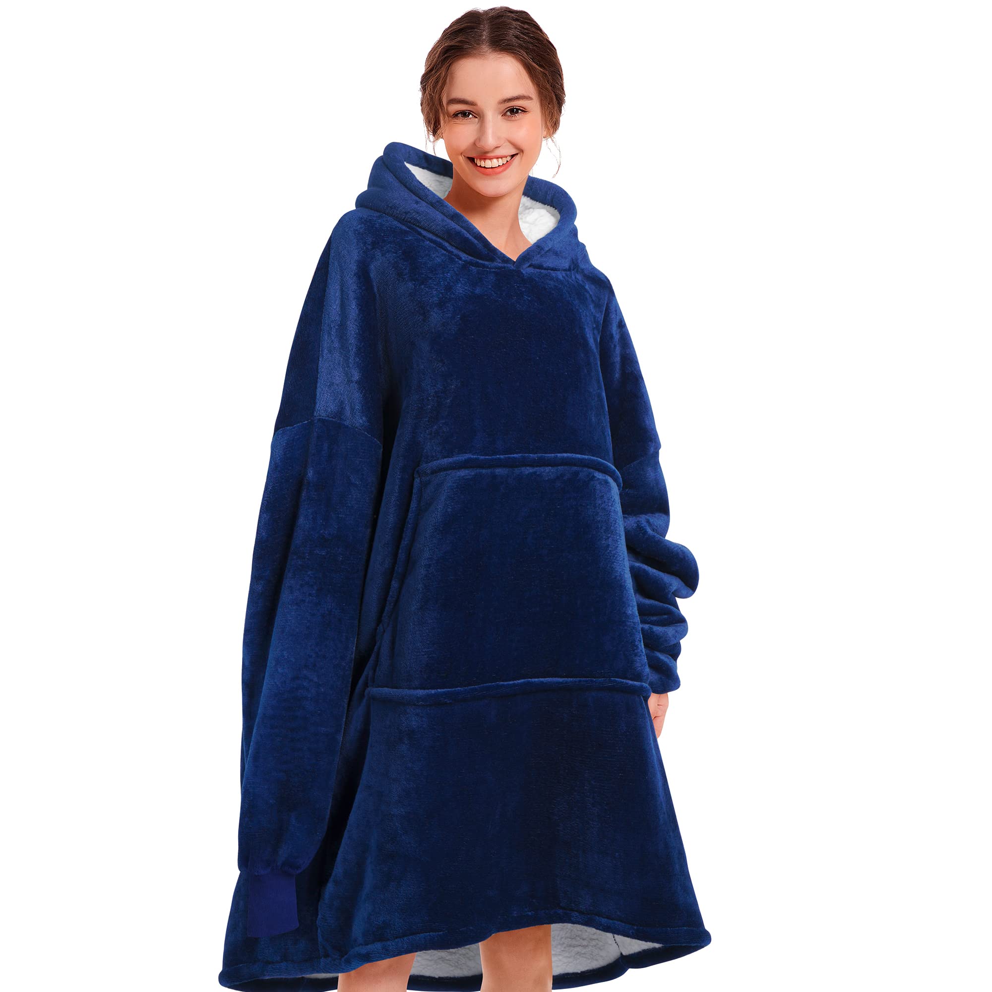 Navy Blue Blanket Hoodie - NARECTE