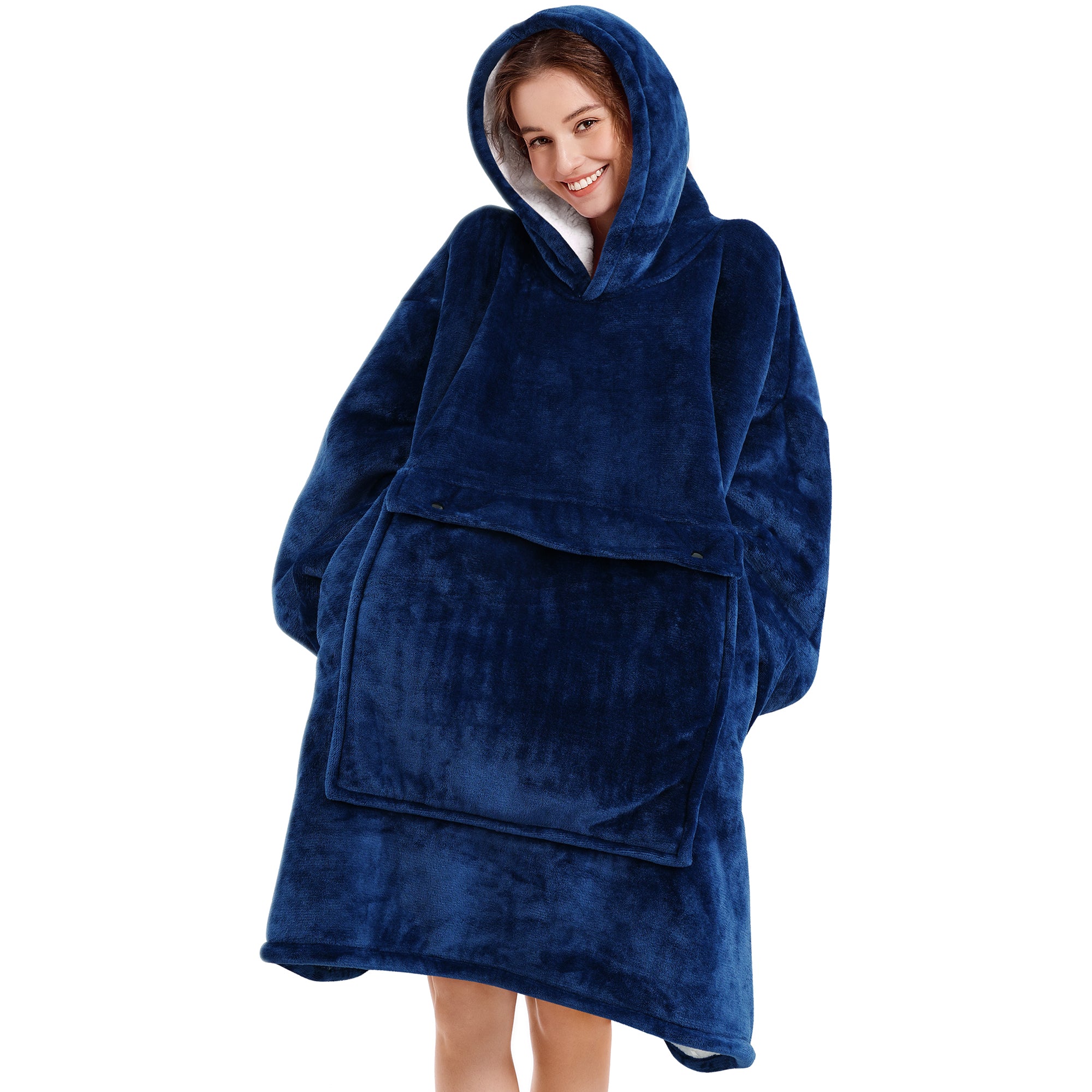 Navy Blue Blanket Hoodie - NARECTE