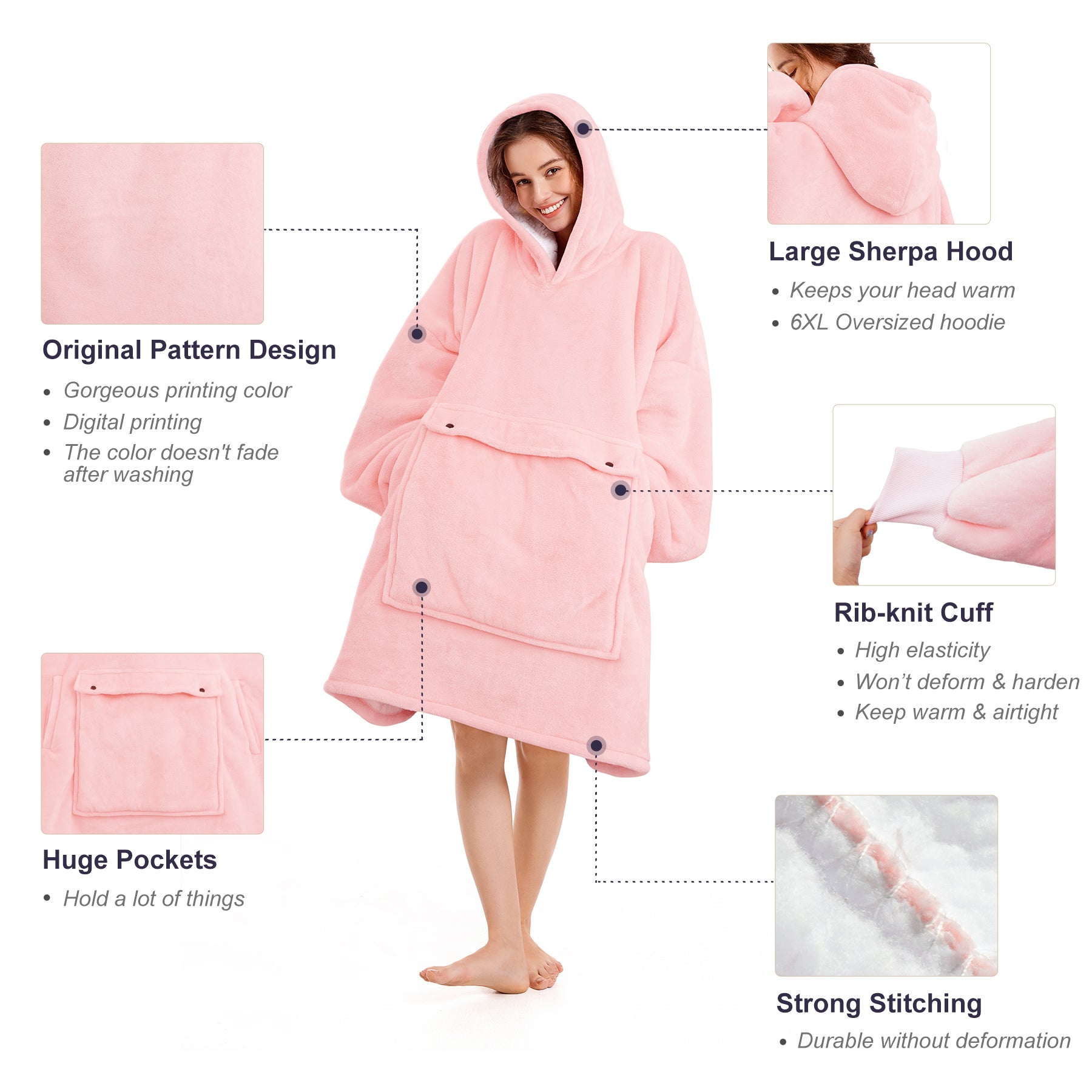 Pink Blanket Hoodie - NARECTE