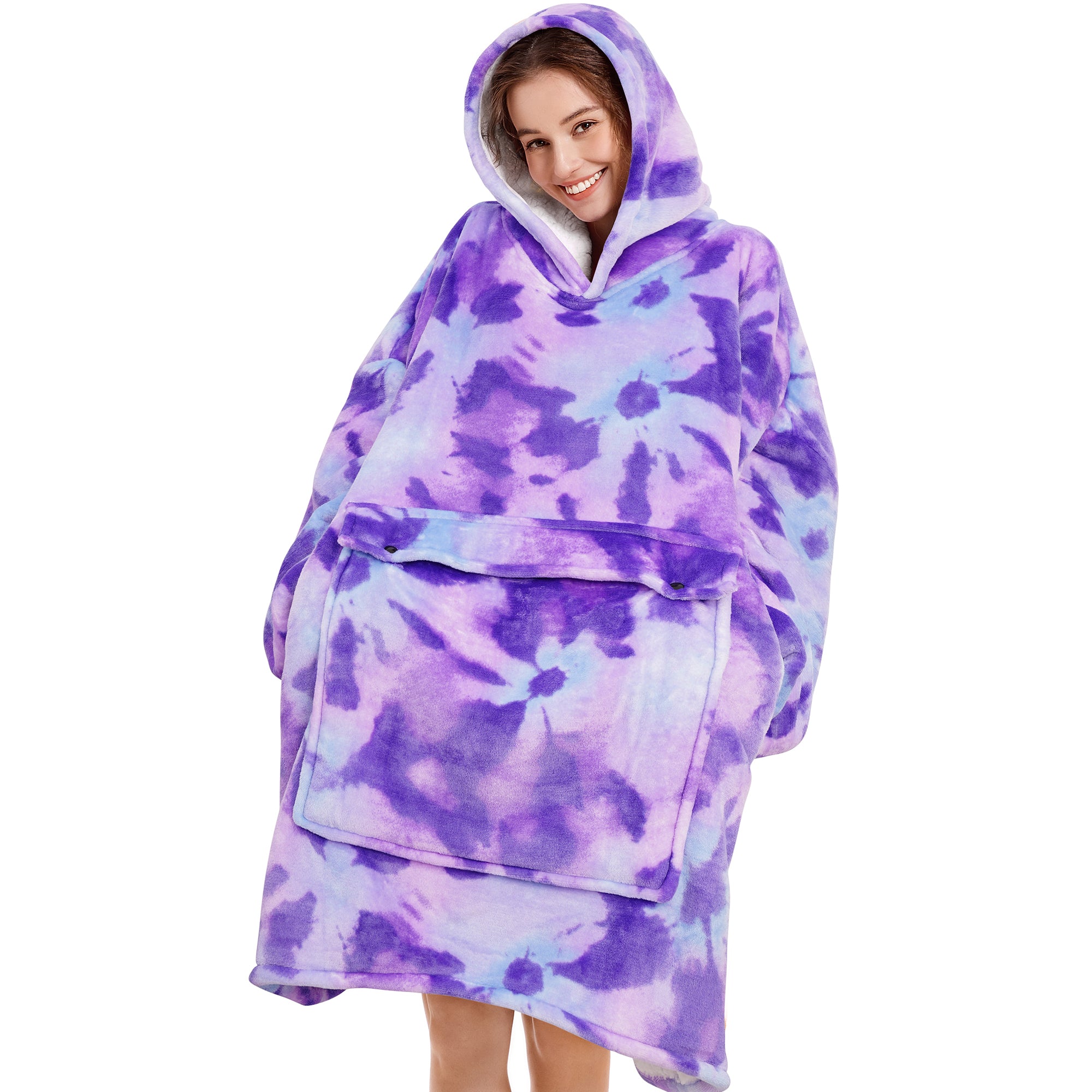 TieDye Purple Blanket Hoodie - NARECTE