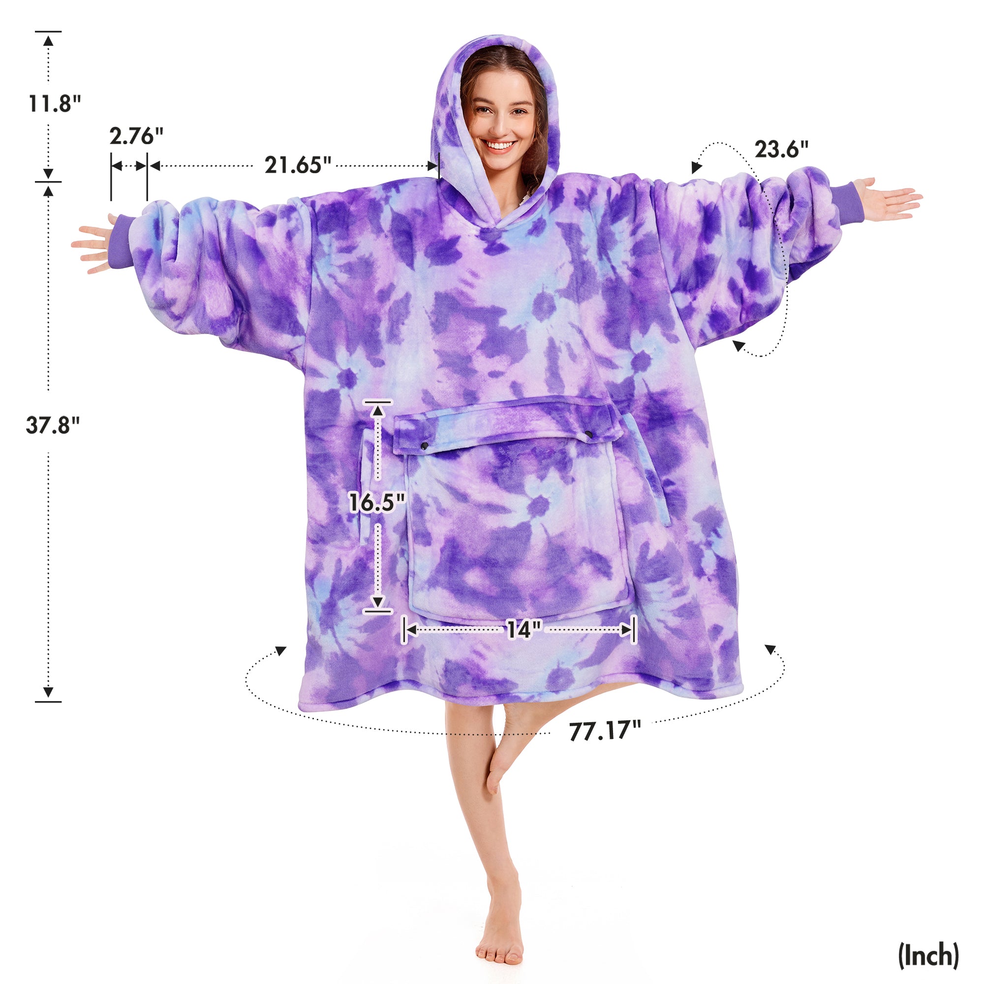 TieDye Purple Blanket Hoodie - NARECTE