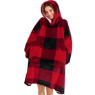 Red Plaid Blanket Hoodie - NARECTE