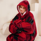 Red Plaid Blanket Hoodie - NARECTE