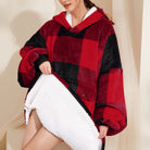 Red Plaid Blanket Hoodie - NARECTE