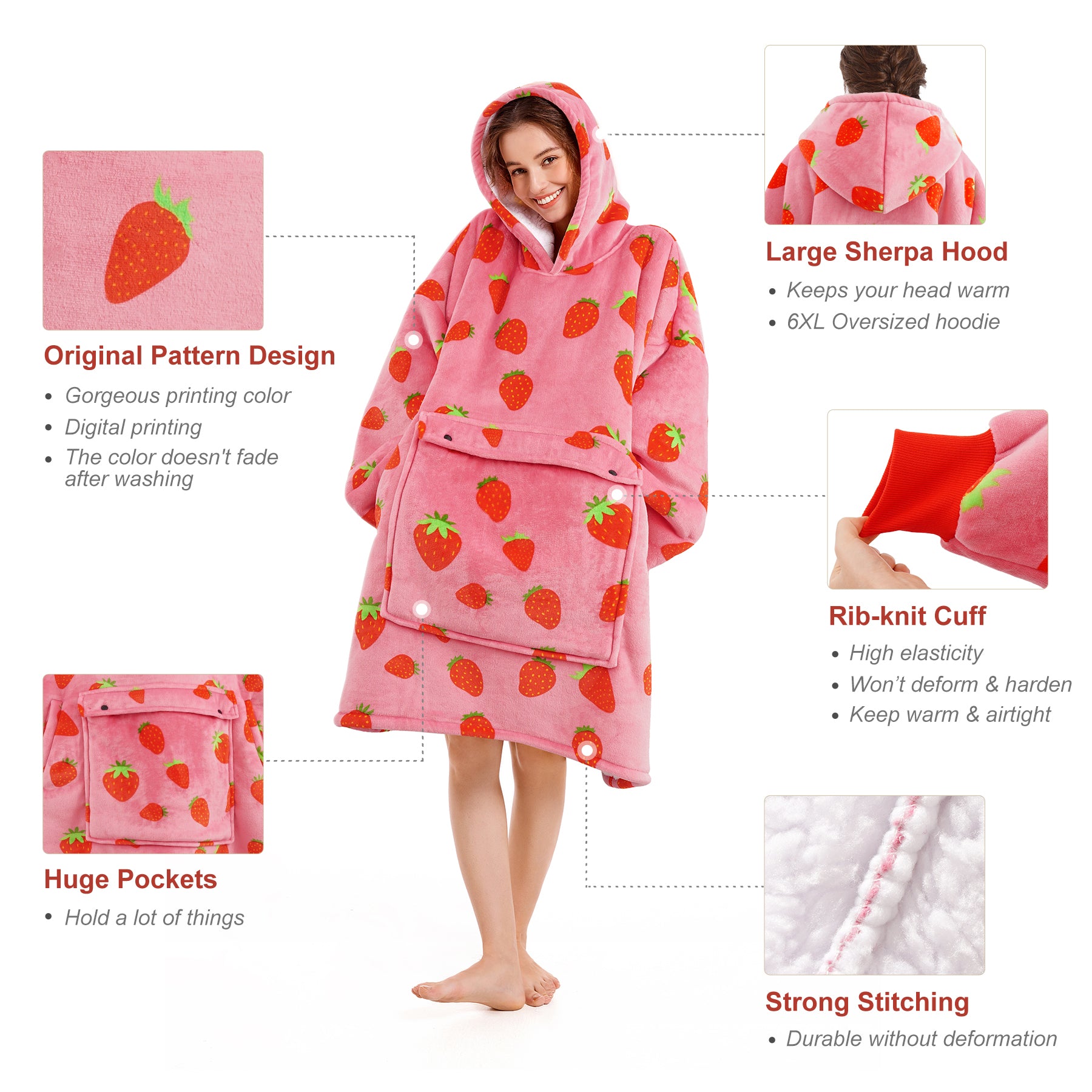 Strawberry Blanket Hoodie - NARECTE